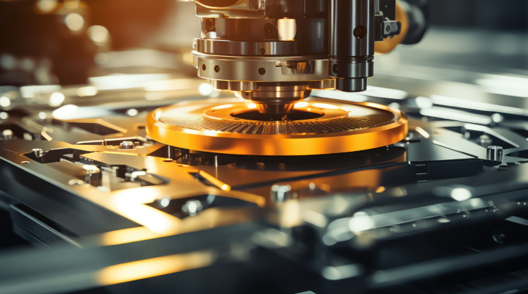 Image of a semiconductor lithography machine in action