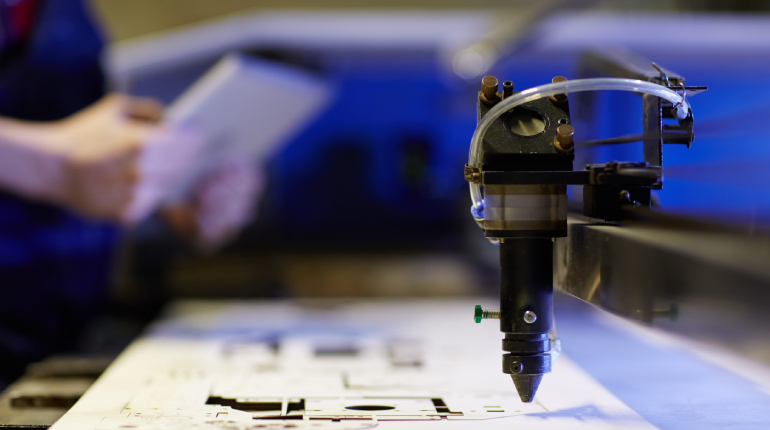 Image of a 3D laser engraving machine for metal in operation