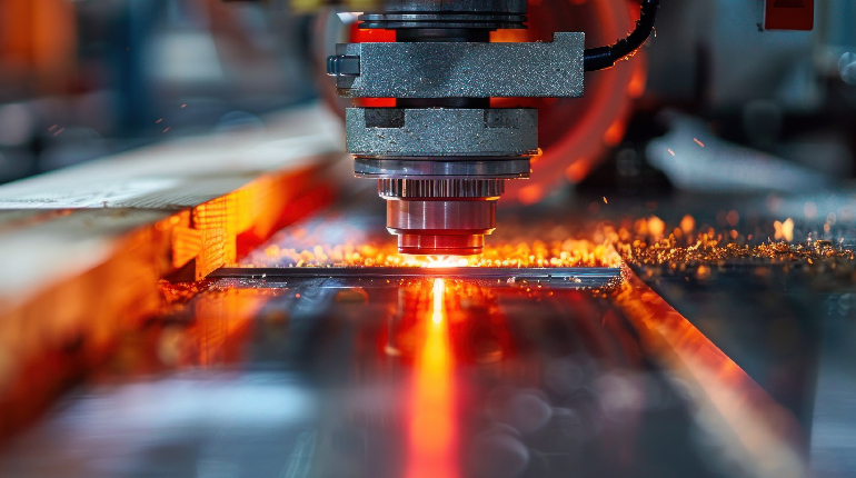 An ultra-high-power Penta Laser metal cutting system profiling a thick steel plate